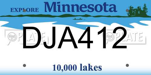DJA412 Minnesota License Plate