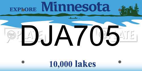 DJA705 Minnesota License Plate
