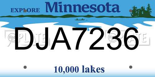 DJA7236 Minnesota License Plate