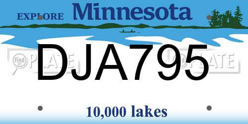 DJA795 Minnesota License Plate
