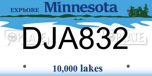 DJA832 Minnesota License Plate