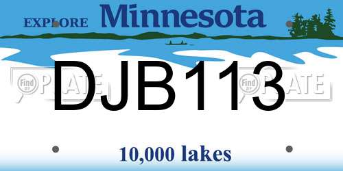 DJB113 Minnesota License Plate