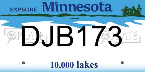 DJB173 Minnesota License Plate