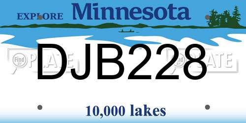 DJB228 Minnesota License Plate