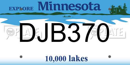 DJB370 Minnesota License Plate