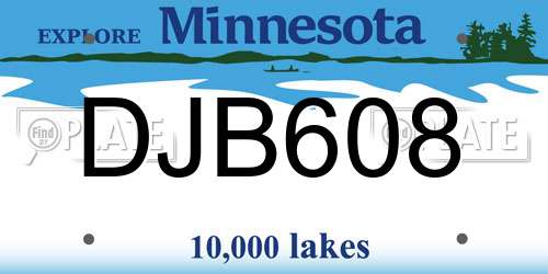 DJB608 Minnesota License Plate