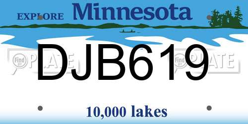 DJB619 Minnesota License Plate