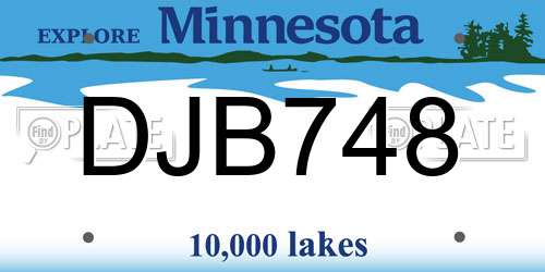 DJB748 Minnesota License Plate