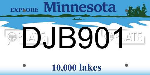 DJB901 Minnesota License Plate