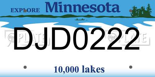 DJD0222 Minnesota License Plate