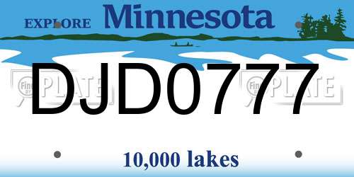 DJD0777 Minnesota License Plate
