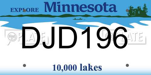 DJD196 Minnesota License Plate