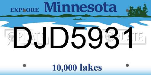 DJD5931 Minnesota License Plate