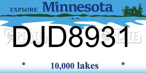 DJD8931 Minnesota License Plate