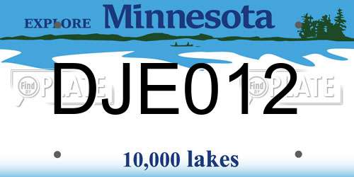 DJE012 Minnesota License Plate