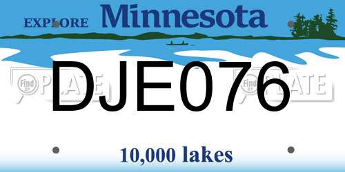 DJE076 Minnesota License Plate