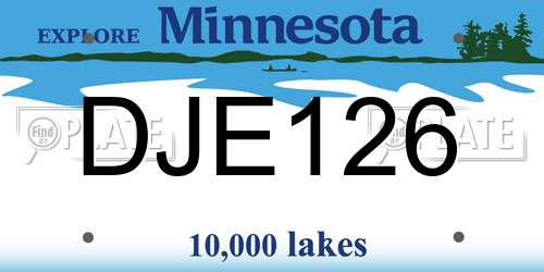 DJE126 Minnesota License Plate