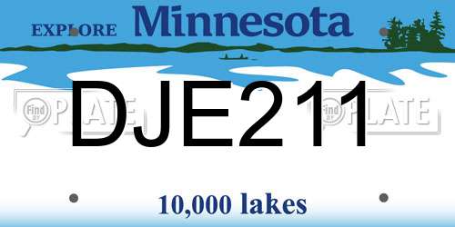 DJE211 Minnesota License Plate