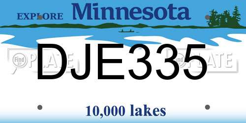 DJE335 Minnesota License Plate