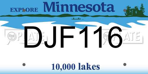 DJF116 Minnesota License Plate