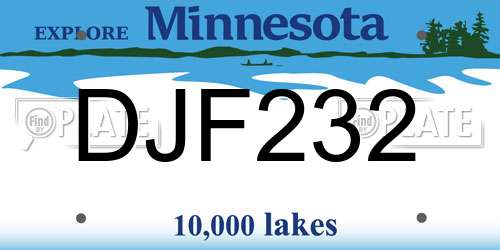 DJF232 Minnesota License Plate