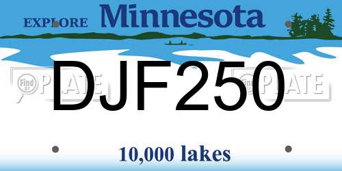 DJF250 Minnesota License Plate