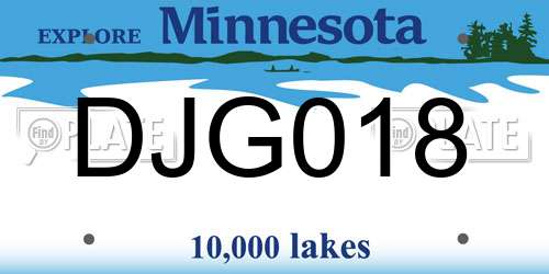 DJG018 Minnesota License Plate