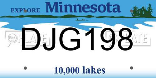 DJG198 Minnesota License Plate