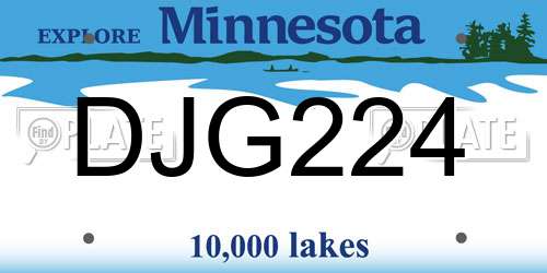 DJG224 Minnesota License Plate