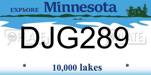 DJG289 Minnesota License Plate
