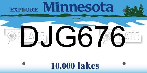 DJG676 Minnesota License Plate
