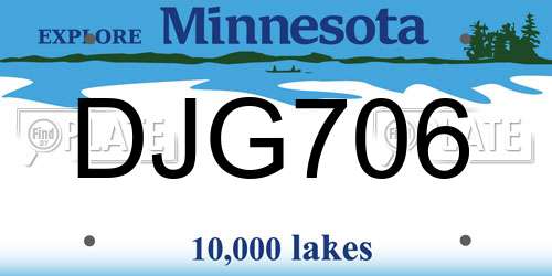DJG706 Minnesota License Plate