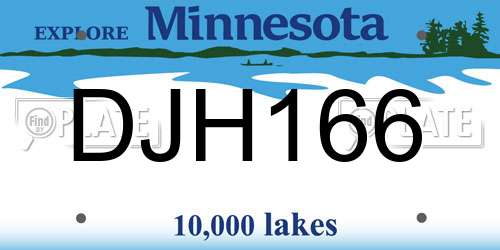 DJH166 Minnesota License Plate