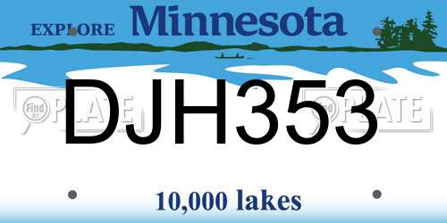 DJH353 Minnesota License Plate