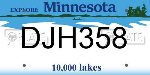 DJH358 Minnesota License Plate