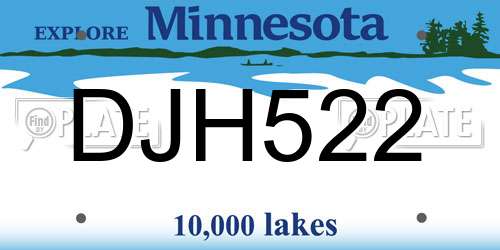 DJH522 Minnesota License Plate