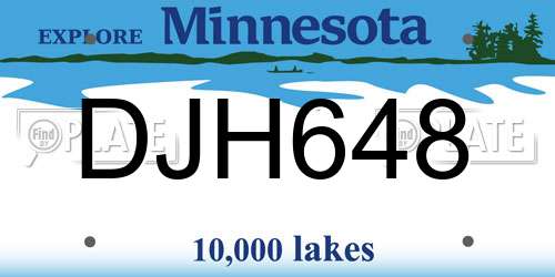 DJH648 Minnesota License Plate