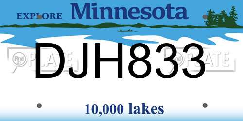 DJH833 Minnesota License Plate