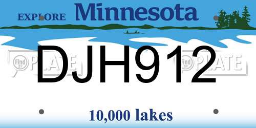 DJH912 Minnesota License Plate