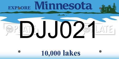 DJJ021 Minnesota License Plate
