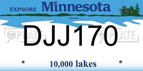 DJJ170 Minnesota License Plate