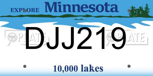 DJJ219 Minnesota License Plate