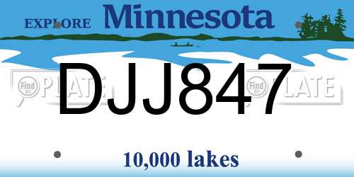 DJJ847 Minnesota License Plate