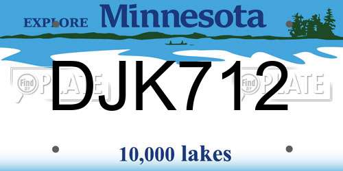 DJK712 Minnesota License Plate