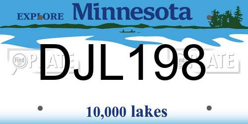 DJL198 Minnesota License Plate