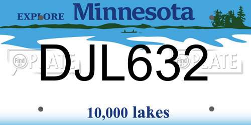 DJL632 Minnesota License Plate