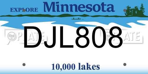 DJL808 Minnesota License Plate