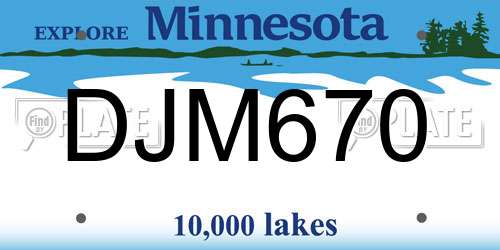DJM670 Minnesota License Plate
