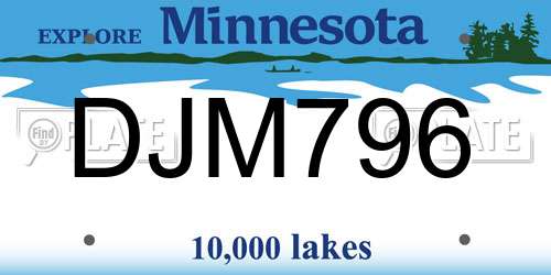 DJM796 Minnesota License Plate