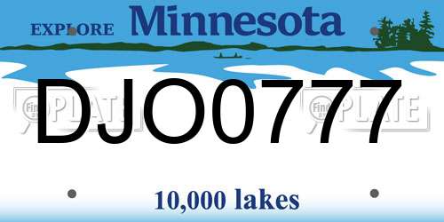 DJO0777 Minnesota License Plate
